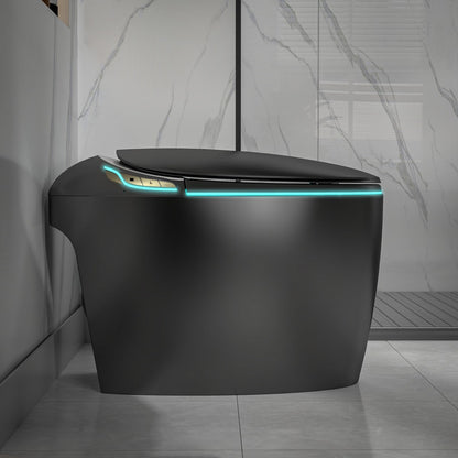 EP Exbrite Unique Smart Toilet with Bidet Built In, Intelligent One Piece Toilet For Modern Bathroom, Auto Open/Close Seat, Foot Sensor, LED Display,Night Light, Warm Water & Dryer, Black