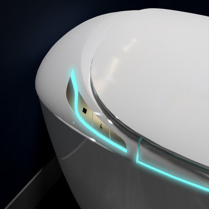 EP Exbrite Unique Smart Toilet with Bidet Built In, Intelligent One Piece Toilet For Modern Bathroom, Auto Open/Close Seat, Foot Sensor, LED Display,Night Light, Warm Water & Dryer,White