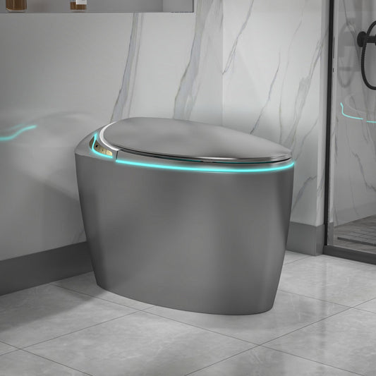 EP Exbrite Unique Smart Toilet with Bidet Built In, Intelligent One Piece Toilet For Modern Bathroom, Auto Open/Close Seat, Foot Sensor, LED Display,Night Light, Warm Water & Dryer,Grey