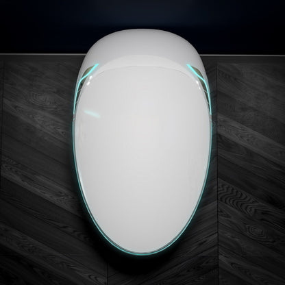 EP Exbrite Unique Smart Toilet with Bidet Built In, Intelligent One Piece Toilet For Modern Bathroom, Auto Open/Close Seat, Foot Sensor, LED Display,Night Light, Warm Water & Dryer,White