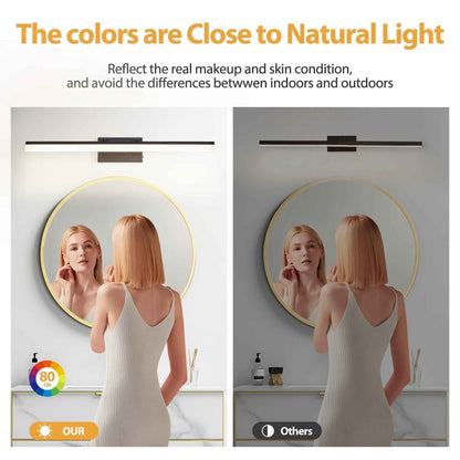 Exbrite 32 Inch Modern LED Bathroom Vanity Light – Sleek Black Metal Wall Light for Mirror, Dressing Room or Sink Area