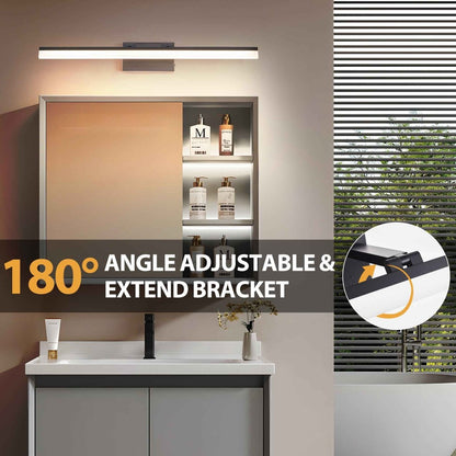 Exbrite 32 Inch Modern LED Bathroom Vanity Light – Sleek Black Metal Wall Light for Mirror, Dressing Room or Sink Area