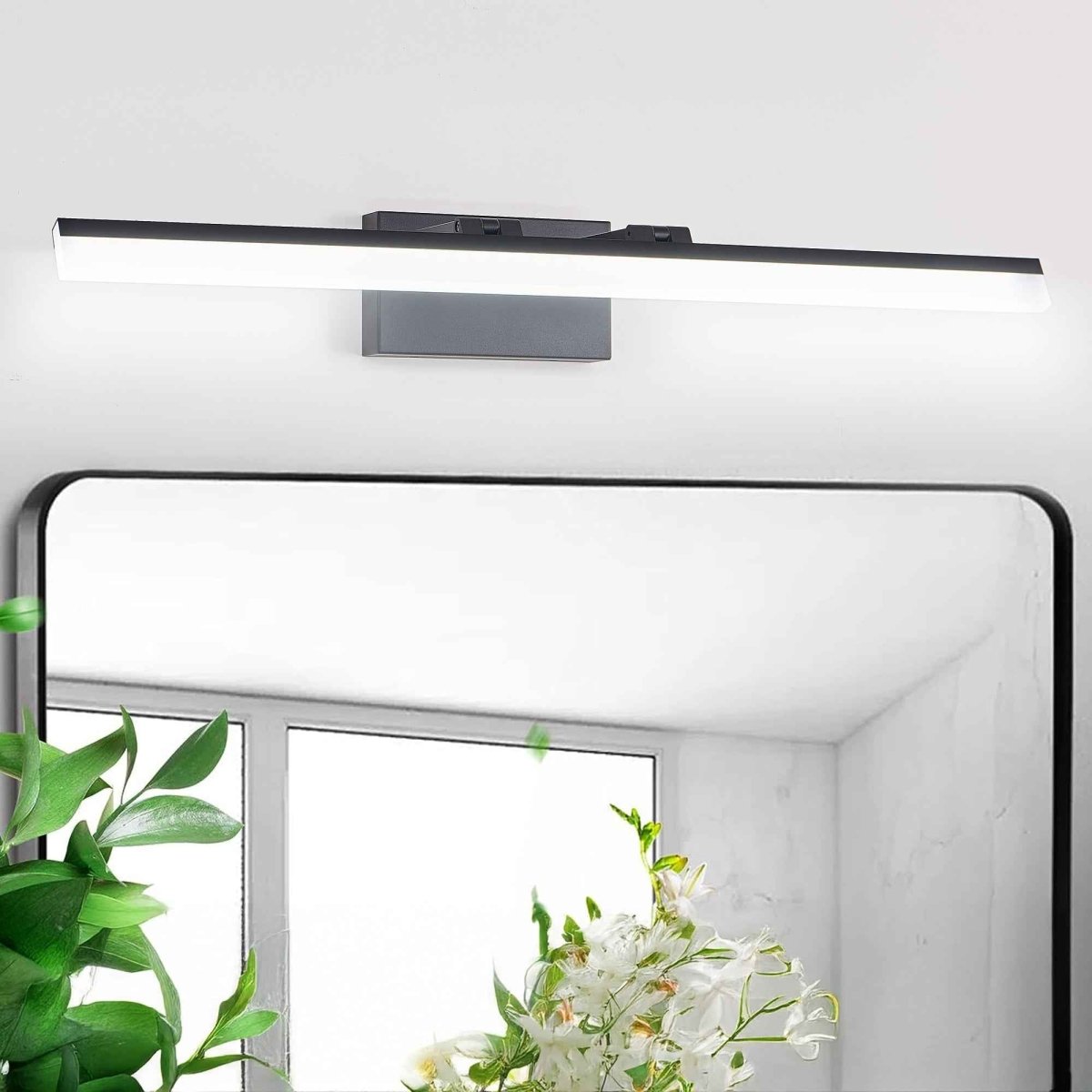 Exbrite 32 Inch Modern LED Bathroom Vanity Light – Sleek Black Metal Wall Light for Mirror, Dressing Room or Sink Area