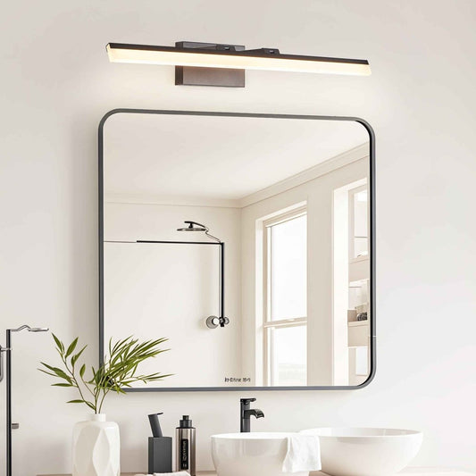 Exbrite 32 Inch Modern LED Bathroom Vanity Light – Sleek Black Metal Wall Light for Mirror, Dressing Room or Sink Area