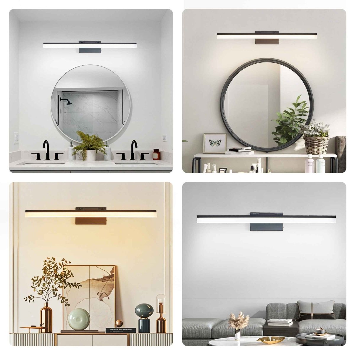 Exbrite 32 Inch Modern LED Bathroom Vanity Light – Sleek Black Metal Wall Light for Mirror, Dressing Room or Sink Area