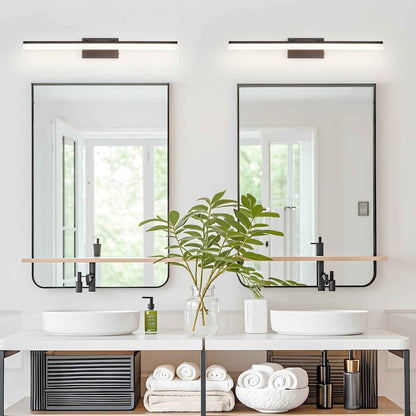 Exbrite 32 Inch Modern LED Bathroom Vanity Light – Sleek Black Metal Wall Light for Mirror, Dressing Room or Sink Area