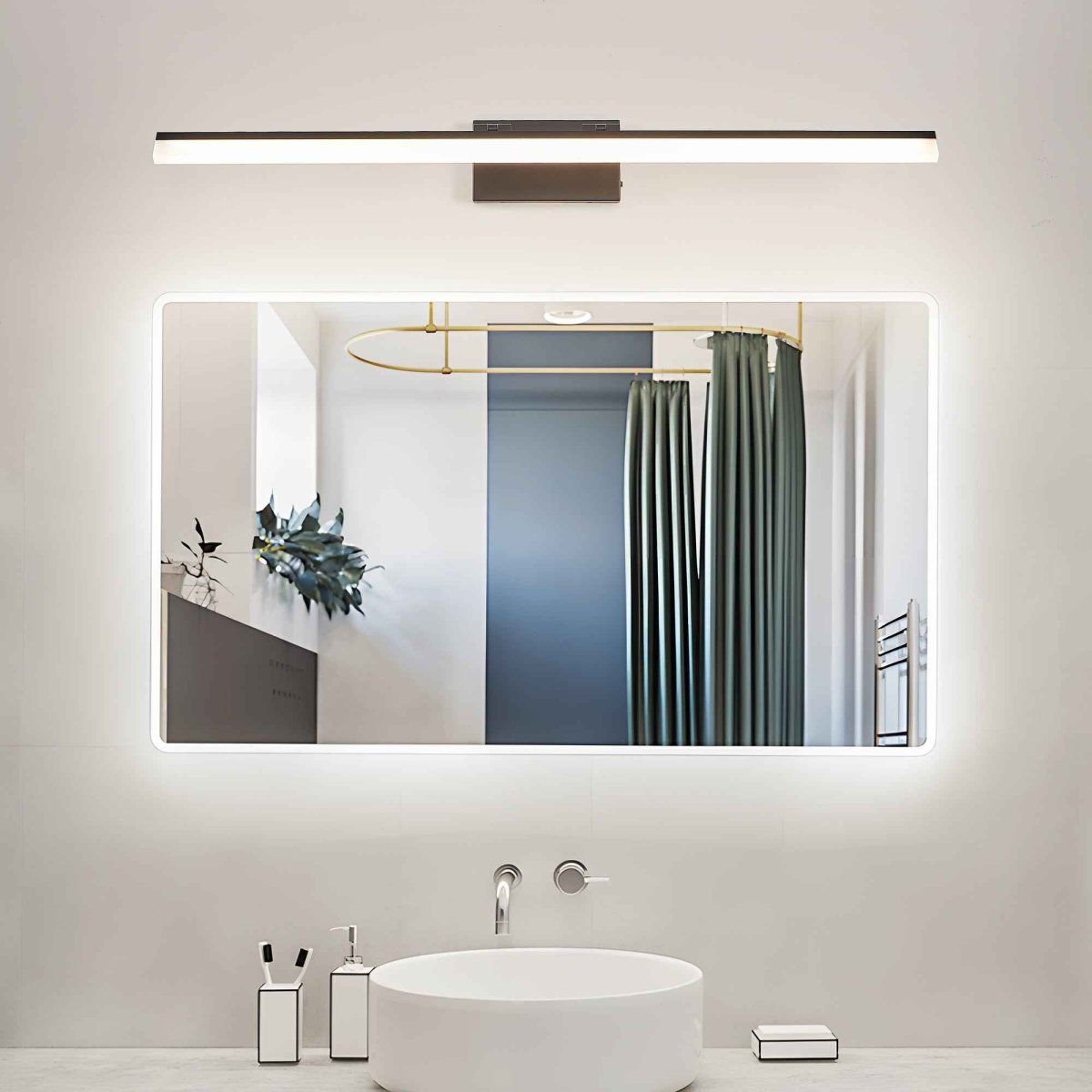 Exbrite 39 Inch Modern LED Bathroom Vanity Light – Sleek Black Metal Wall Light for Mirror, Dressing Room or Sink Area