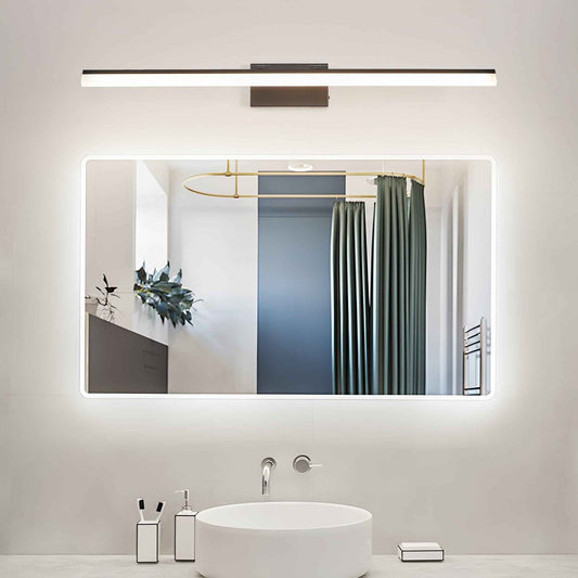 Exbrite 39 Inch Modern LED Bathroom Vanity Light – Sleek Black Metal Wall Light for Mirror, Dressing Room or Sink Area