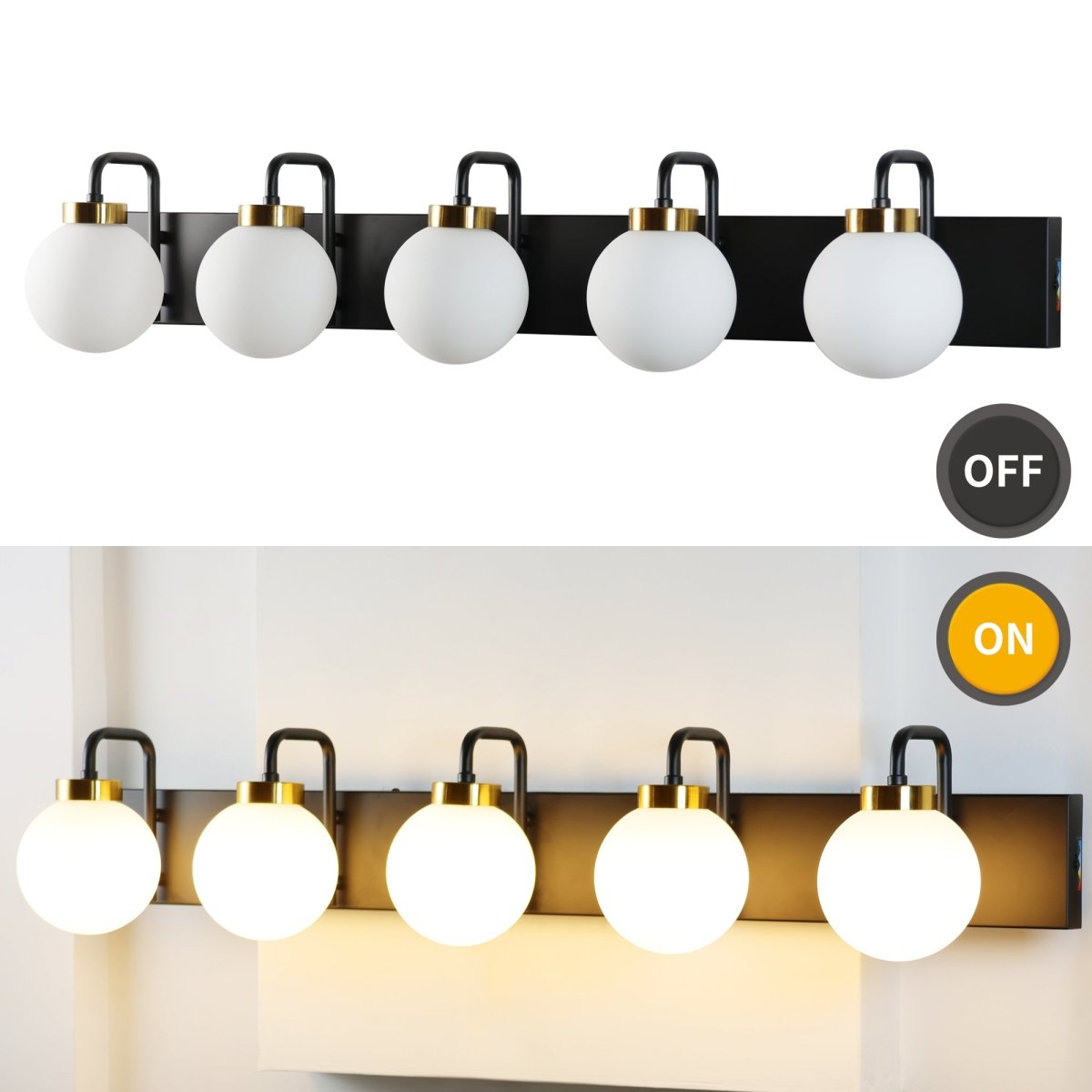 ExBrite 40" 5 - Light LED Vanity Light with Dimmable Switch & Tri - Color Temperature