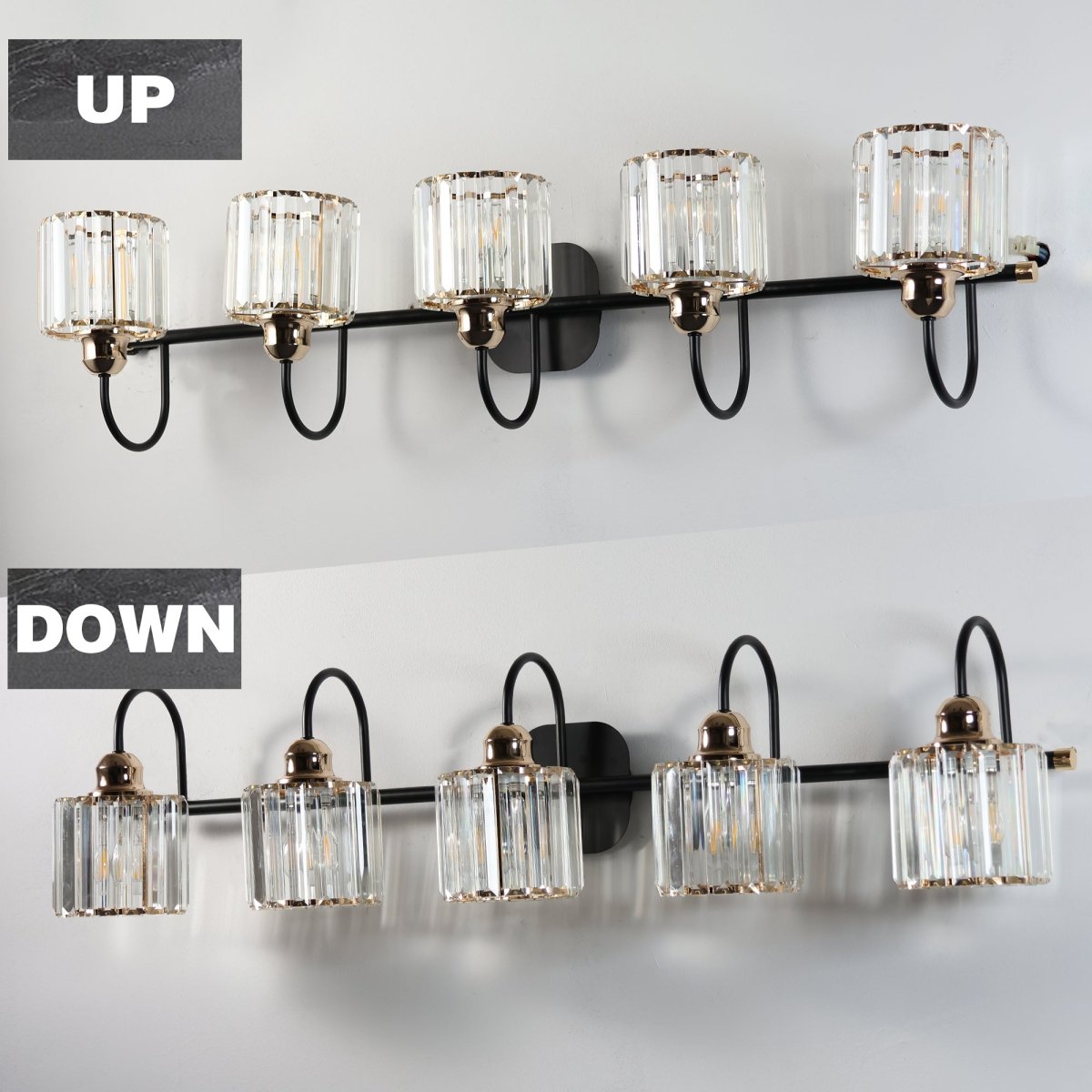 ExBrite 41" W 5 Lights Bathroom Black and Gold Vanity Lights for Bathroom Light - ExBriteUSA
