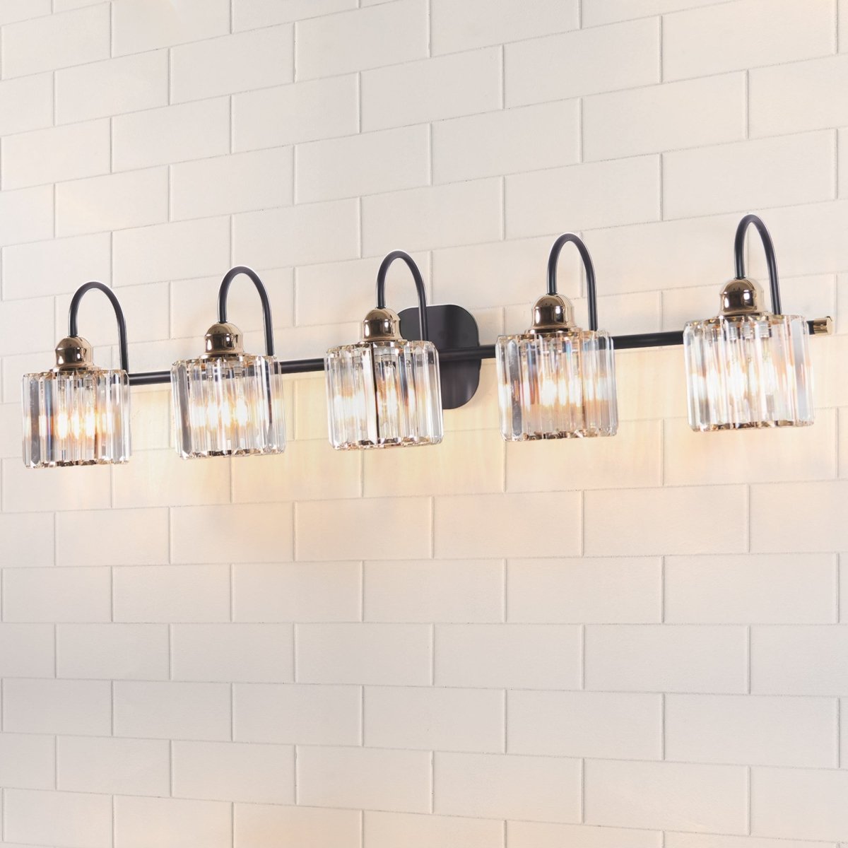 ExBrite 41" W 5 Lights Bathroom Black and Gold Vanity Lights for Bathroom Light - ExBriteUSA
