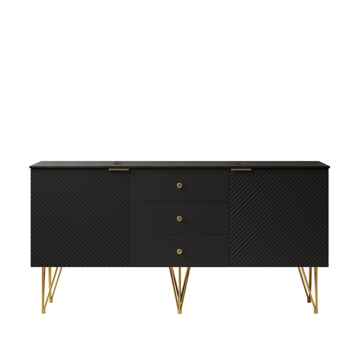 Exbrite 60" Freestanding Black Plywood Cabinet with 3 Drawers and 2 Doors, Black Sintered Stone Top, NO Basin, NO Faucet and Sink Cover|GEMA