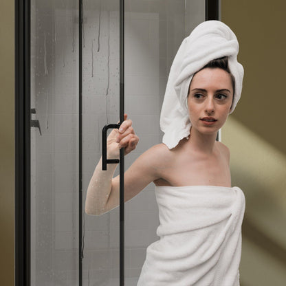 Exbrite Adapt Bifold Shower Door 36 - 38 in.W x 72 in.H Pivot Swing Shower Doors,Matte Black,Clear Tempered Glass
