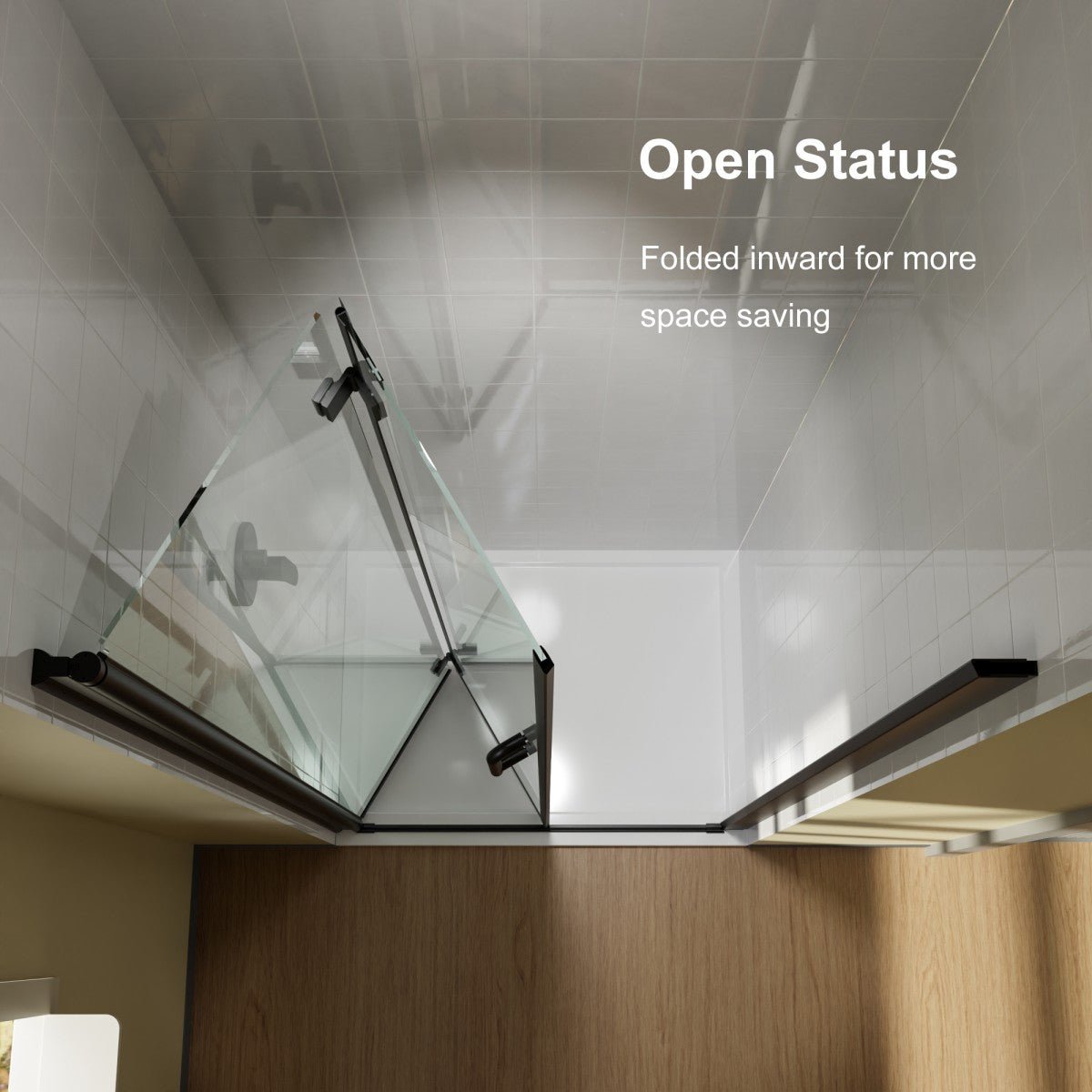 Exbrite Adapt Bifold Shower Door 36 - 38 in.W x 72 in.H Pivot Swing Shower Doors,Matte Black,Clear Tempered Glass