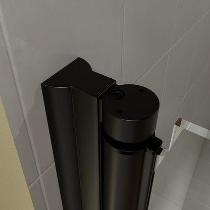 Exbrite Adapt Bifold Shower Door 36 - 38 in.W x 72 in.H Pivot Swing Shower Doors,Matte Black,Clear Tempered Glass
