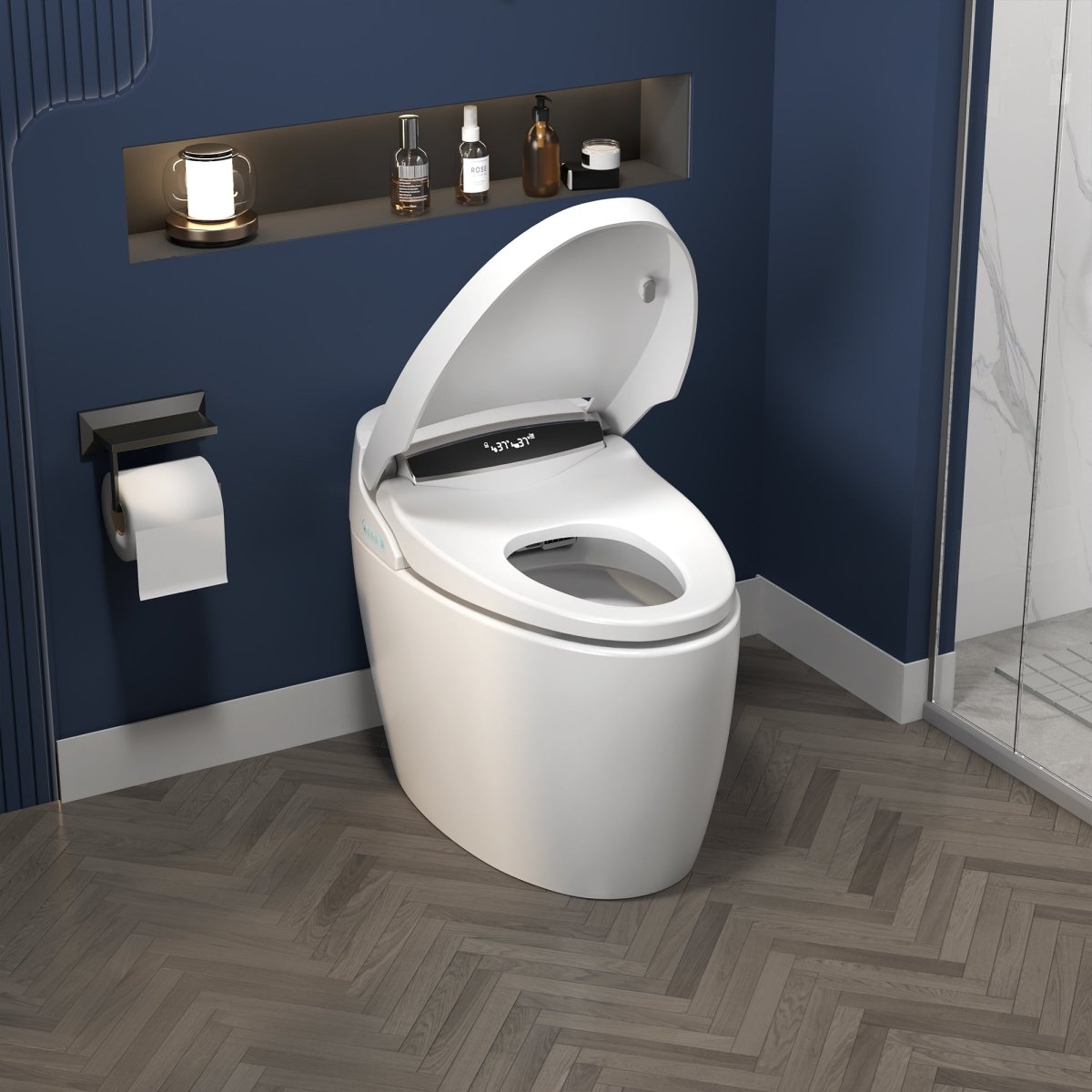 ExBrite Smart Toilets with Heated Bidet Seat Bidet toilet with Dryer and Warm Water,Portable toilet with bidet built.Intelligent Toilet Auto Open/Close Seat. Bidet toilet with Dryer and Warm Water - ExBriteUSA