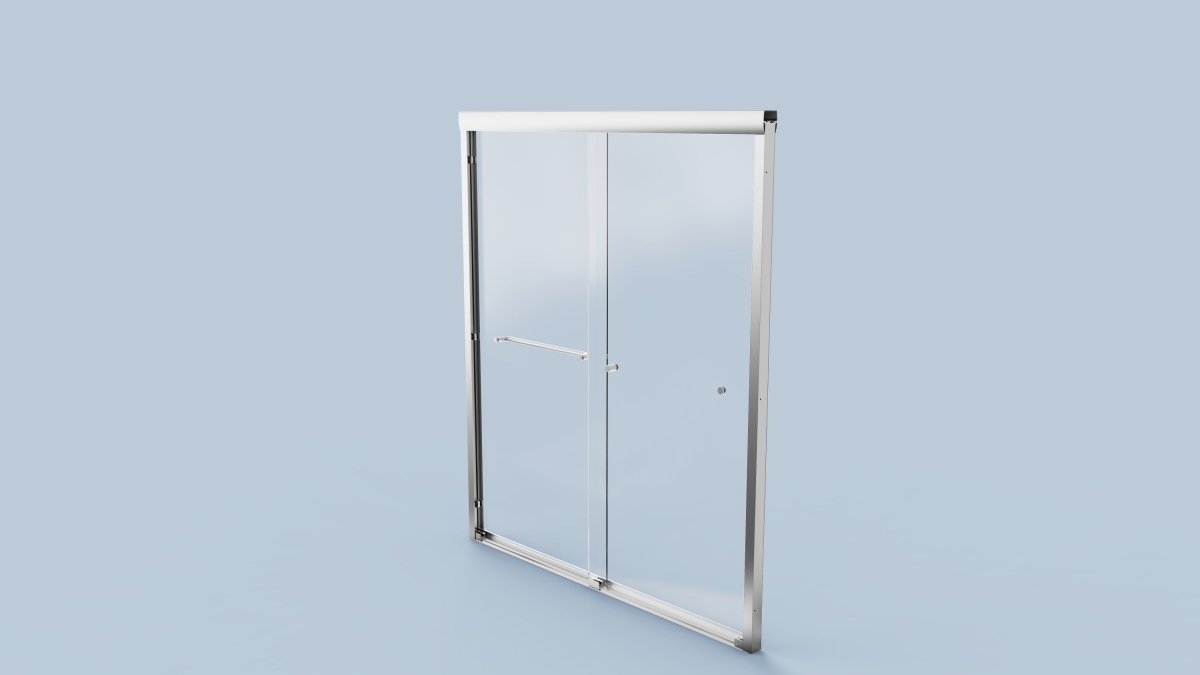 ExBrite-Catalyst 56-60in.W x 72in.H Semi-Frameless Sliding Door,6mm Tempered Glass Door,Chrome,Double Sliding Glass Shower Enclosure