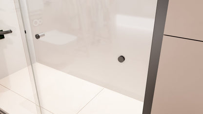 ExBrite-Catalyst 56-60in.W x 72in.H Semi-Frameless Sliding Door,6mm Tempered Glass Door,Matte Black,Double Sliding Glass Shower Enclosure