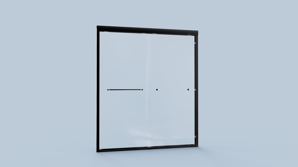 ExBrite-Catalyst 56-60in.W x 72in.H Semi-Frameless Sliding Door,6mm Tempered Glass Door,Matte Black,Double Sliding Glass Shower Enclosure