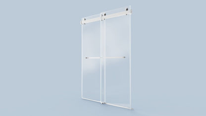 ExBrite-Catalyst 56-60in.W x 76in.H Semi-Frameless Sliding Door,6mm Tempered Glass Door,Brushed Nickel,Double Sliding Glass Shower Enclosure
