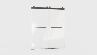 ExBrite-Catalyst 56-60in.W x 76in.H Semi-Frameless Sliding Door,6mm Tempered Glass Door,Matte Black,Double Sliding Glass Shower Enclosure