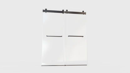 ExBrite-Catalyst 68-72in.W x 76in.H Semi-Frameless Sliding Door,6mm Tempered Glass Door,Matte Black,Double Sliding Glass Shower Enclosure