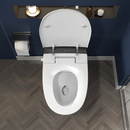 Exbrite Heated Seat Smart Toilet, One Piece Toilet, Automatic Flush Tankless Toilet without Bidet, with Foot sensor Flush, Blue Night Light, Knob Control, Power Outage Flushing, Soft Close Cover,White - ExBriteUSA
