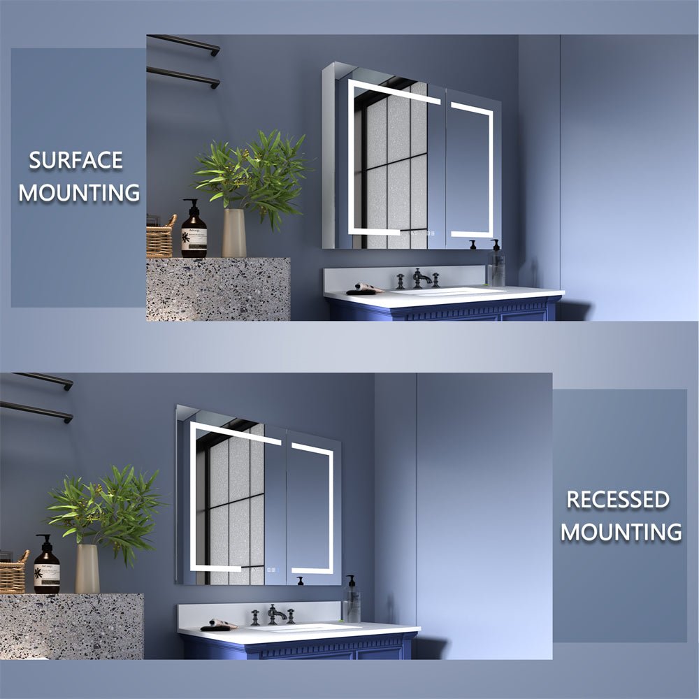 Lighted bathroom mirror with storage hotsell
