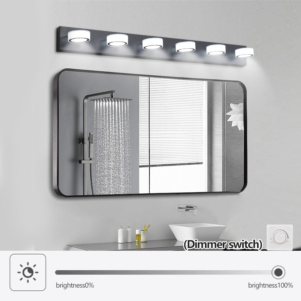 ExBrite LED Modern Black 6 - Light Vanity Lights Fixtures Over Mirror Bath Wall Lighting
