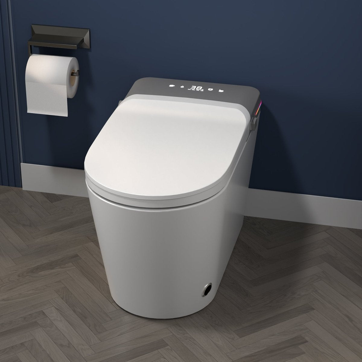 ExBrite Smart Bidet Toilet with Remote Control.Raised Tankless Toilet with LED Display. Auto Open/AutoHeated. Seat Toilet Bidet with Aromatherapy System.Warm Water And Dry.Off Seat Flush.Foot Sensor. - ExBriteUSA