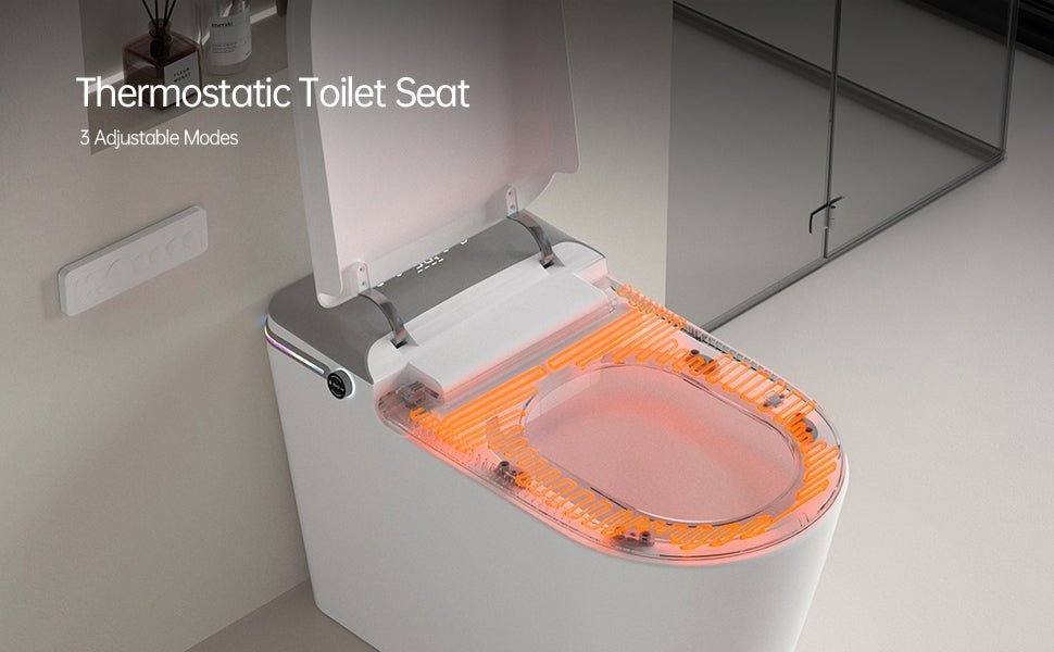 ExBrite Smart Bidet Toilet with Remote Control.Raised Tankless Toilet with LED Display. Auto Open/AutoHeated. Seat Toilet Bidet with Aromatherapy System.Warm Water And Dry.Off Seat Flush.Foot Sensor.
