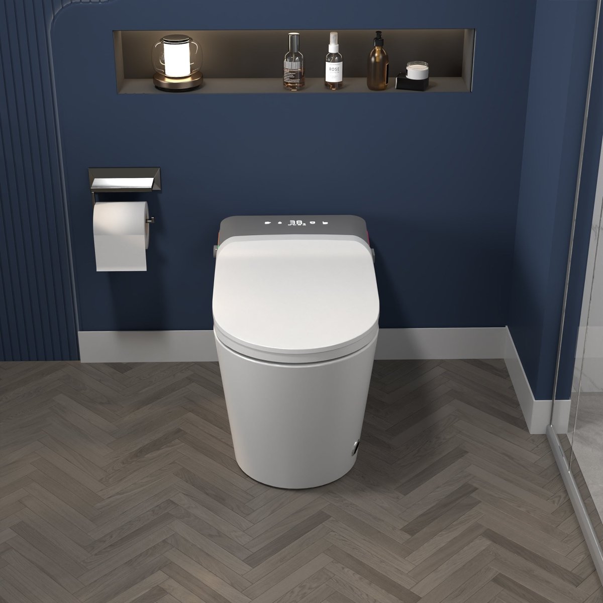 ExBrite Smart Bidet Toilet with Remote Control.Raised Tankless Toilet with LED Display. Auto Open/AutoHeated. Seat Toilet Bidet with Aromatherapy System.Warm Water And Dry.Off Seat Flush.Foot Sensor. - ExBriteUSA