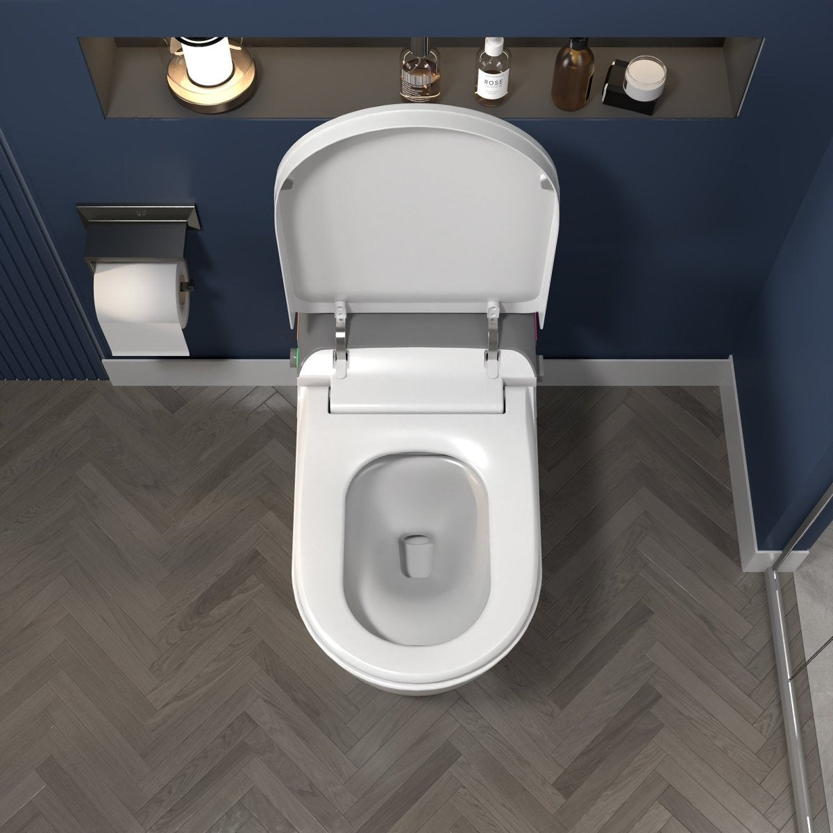 ExBrite Smart Bidet Toilet with Remote Control.Raised Tankless Toilet with LED Display. Auto Open/AutoHeated. Seat Toilet Bidet with Aromatherapy System.Warm Water And Dry.Off Seat Flush.Foot Sensor. - ExBriteUSA