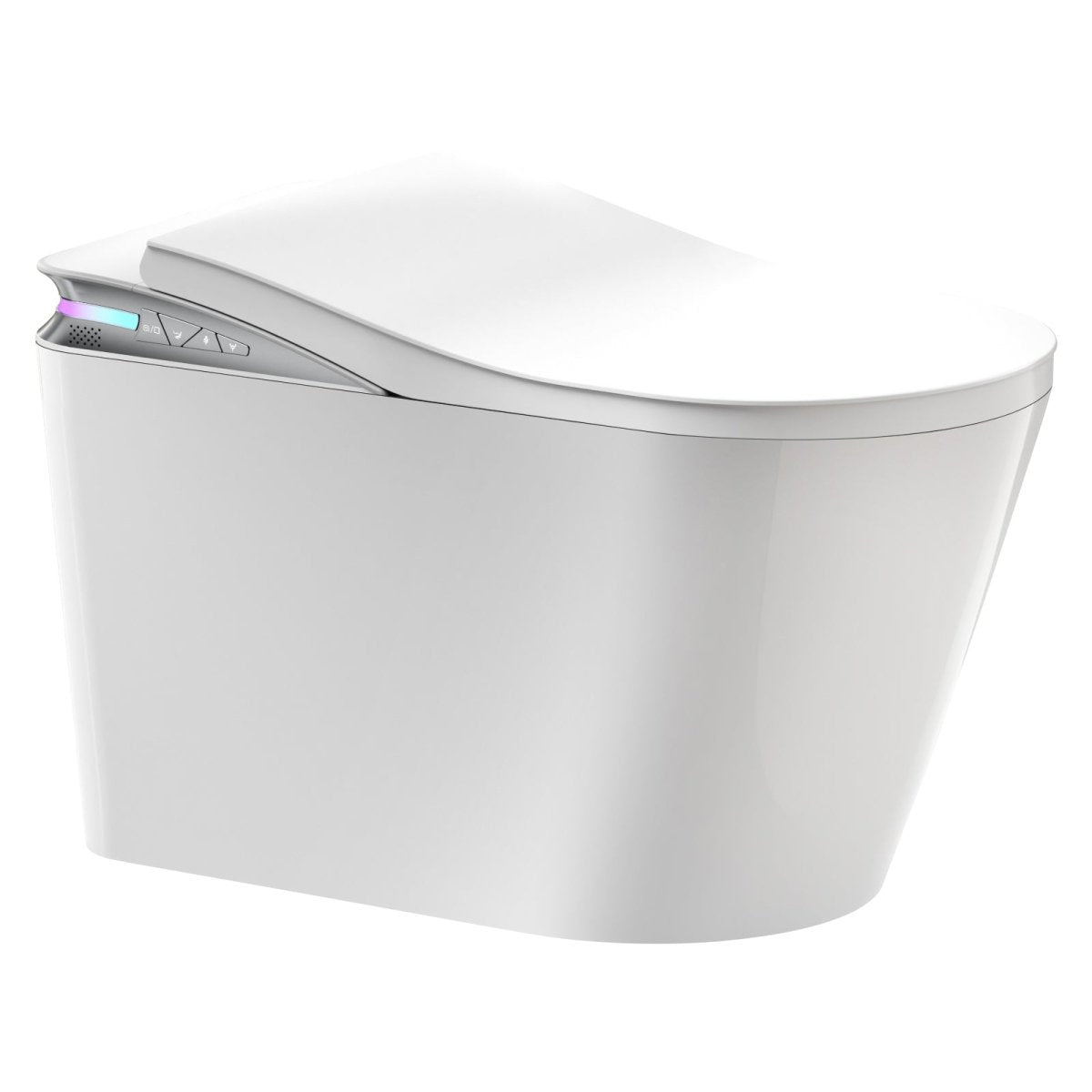 Exbrite Smart Toilet With Foot Sensing Open Cover & Seat, Buttons Control, Night Light, Leakage Protection, Side Knob With Multiple Controls, Remote Control, Auto Flushing, White Screen