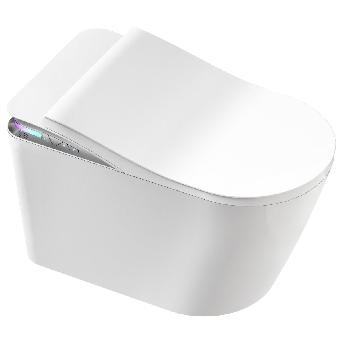Exbrite Smart Toilet With Foot Sensing Open Cover & Seat, Buttons Control, Night Light, Leakage Protection, Side Knob With Multiple Controls, Remote Control, Auto Flushing, White Screen