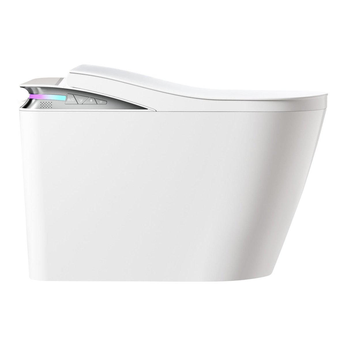 Exbrite Smart Toilet With Foot Sensing Open Cover & Seat, Buttons Control, Night Light, Leakage Protection, Side Knob With Multiple Controls, Remote Control, Auto Flushing, White Screen