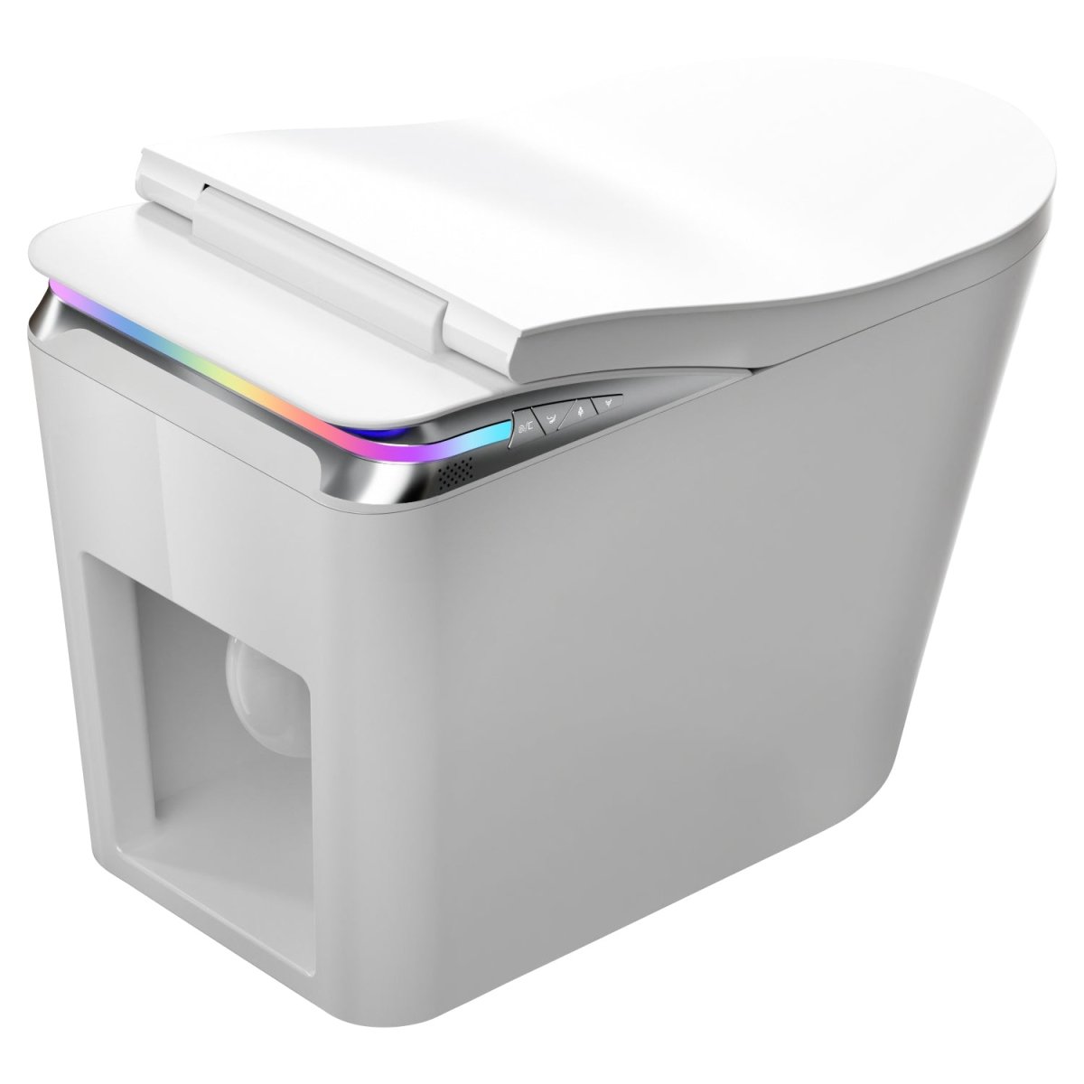 Exbrite Smart Toilet With Foot Sensing Open Cover & Seat, Buttons Control, Night Light, Leakage Protection, Side Knob With Multiple Controls, Remote Control, Auto Flushing, White Screen