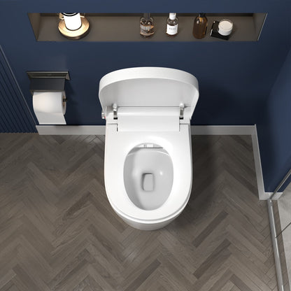 Exbrite Smart Toilet With Foot Sensing Open Cover & Seat, No Water Pressure Limitation, Night Light, Leakage Protection, Side Knob With Multiple Controls, Remote Control, Auto Flushing, White Screen - ExBriteUSA