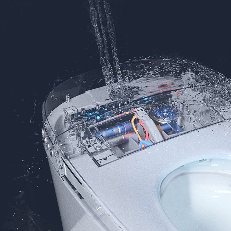 ExBrite Smart Toilet,Bidet with Self - Cleaning Nozzle,Dual Flush 1 - 1.28 GPF,Clear at room temperature,Knob Control,Power Outage Flushing,Soft Close