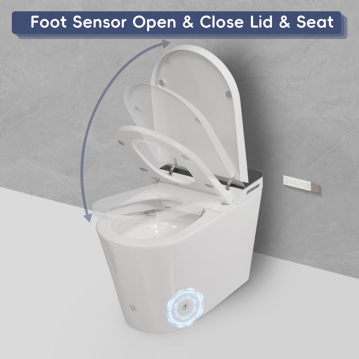 ExBrite Tankless Smart Toilet with Bidet Built In,Auto Open & Close,Wider Bidet with Heated Seat, Warm Water and Dry, Foot Sensor, LED Display, Remote Control