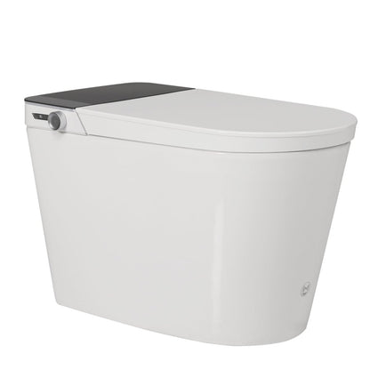ExBrite Tankless Smart Toilet with Bidet Built In,Auto Open & Close,Wider Bidet with Heated Seat, Warm Water and Dry, Foot Sensor, LED Display, Remote Control