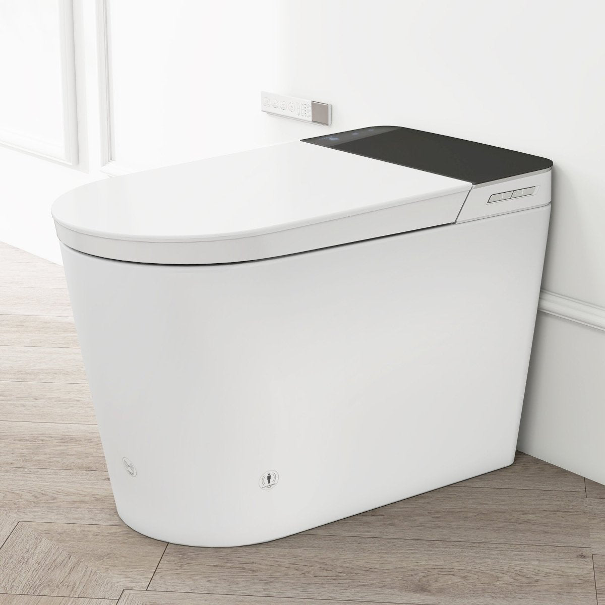 ExBrite Tankless Smart Toilet with Bidet Built In,Auto Open & Close,Wider Bidet with Heated Seat, Warm Water and Dry, Foot Sensor, LED Display, Remote Control