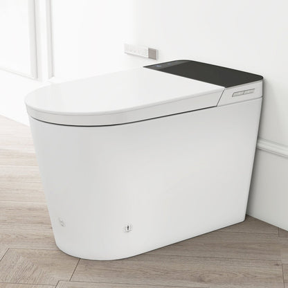 ExBrite Tankless Smart Toilet with Bidet Built In,Auto Open & Close,Wider Bidet with Heated Seat, Warm Water and Dry, Foot Sensor, LED Display, Remote Control