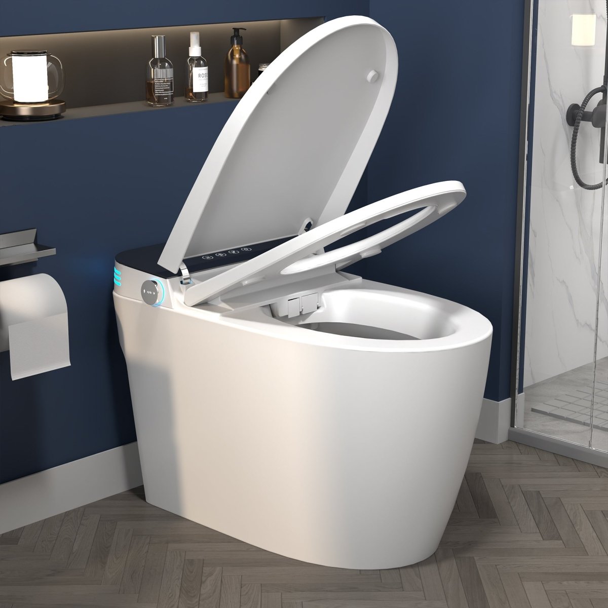 ExBrite Smart Toilets with Heated Bidet Seat,Bidet toilet with Dryer and Warm Water,Portable toilet with bidet built,Intelligent Toilet Auto Open Close Seat - ExBriteUSA