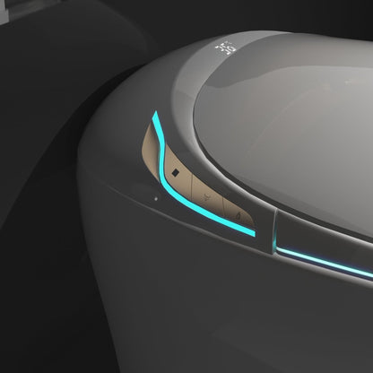 Exbrite Unique Smart Toilet with Bidet Built In, Intelligent One Piece Toilet For Modern Bathroom, Auto Open/Close Seat, Foot Sensor, LED Display,Night Light, Warm Water & Dryer,Pink