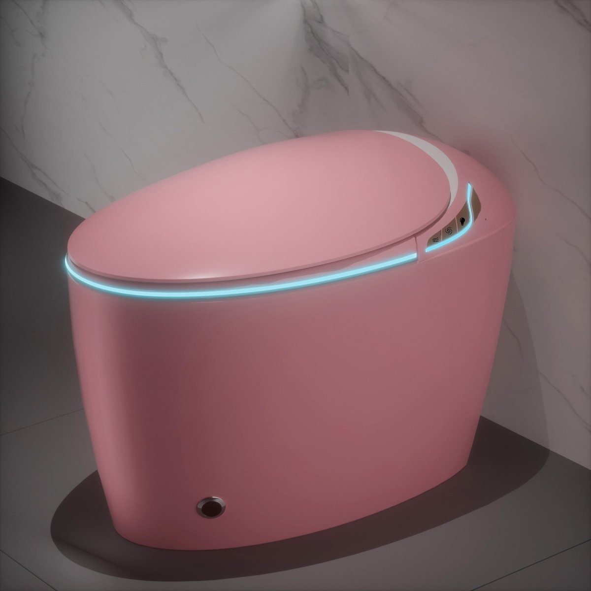 Exbrite Unique Smart Toilet with Bidet Built In, Intelligent One Piece Toilet For Modern Bathroom, Auto Open/Close Seat, Foot Sensor, LED Display,Night Light, Warm Water & Dryer,Pink