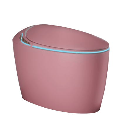 Exbrite Unique Smart Toilet with Bidet Built In, Intelligent One Piece Toilet For Modern Bathroom, Auto Open/Close Seat, Foot Sensor, LED Display,Night Light, Warm Water & Dryer,Pink