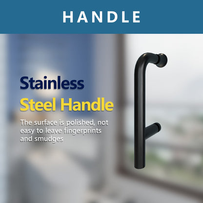 Classy 24-26" W x 72" H Small Clear Glass Shower Door Hinged Pivot Black Install