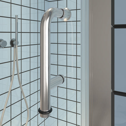 Exbrite Adapt Bifold Shower Door 30-32 in.W x 72 in.H Pivot Swing Shower Doors,Brushed Nickel,Tempered Glass