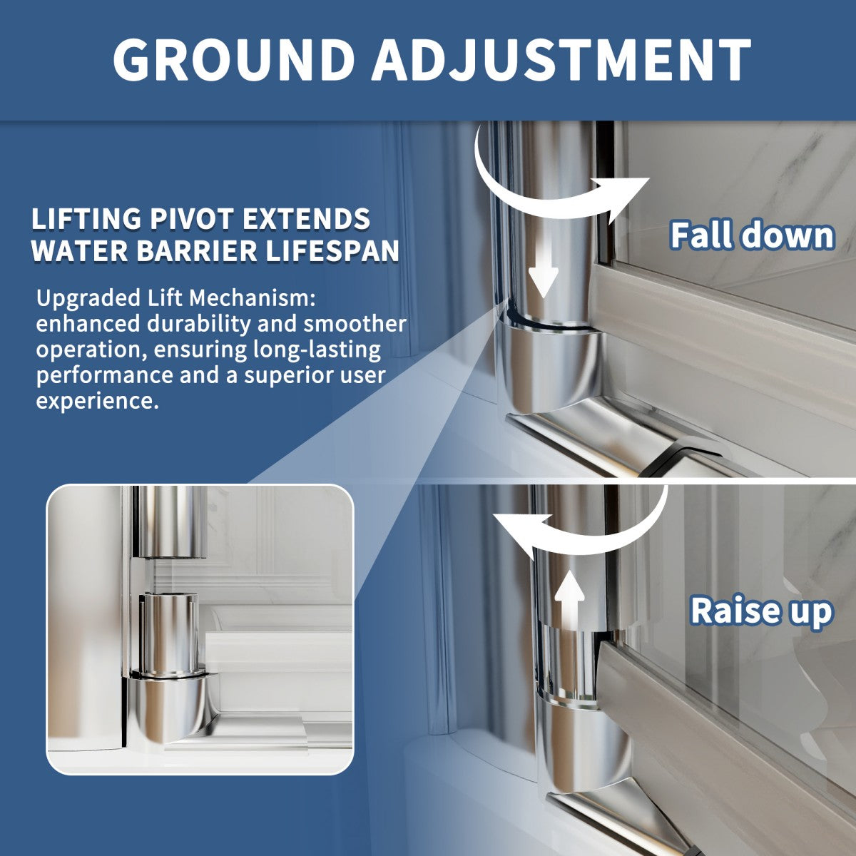 Adapt-E 30in.W x 72 in.H Bifold Frameless Folding Glass Shower Doors,Chrome Finish,Pivot Swing Shower Doors,1/4 in.Fold Clear Glass